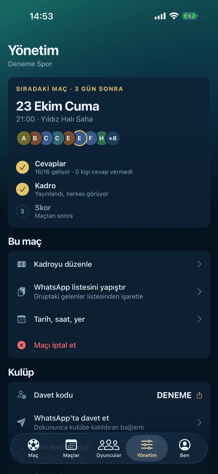 Yönetim ekranı